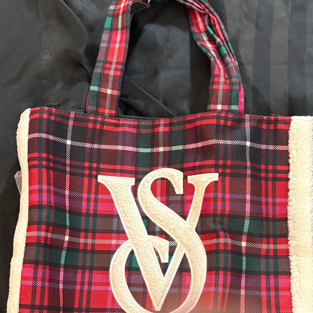 Victoria's Secret Plaid Tote Bag - Red and Green